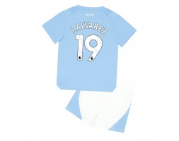 Manchester City Julian Alvarez #19 Hemmakläder Barn 2023-24 Kortärmad (+ Korta byxor)